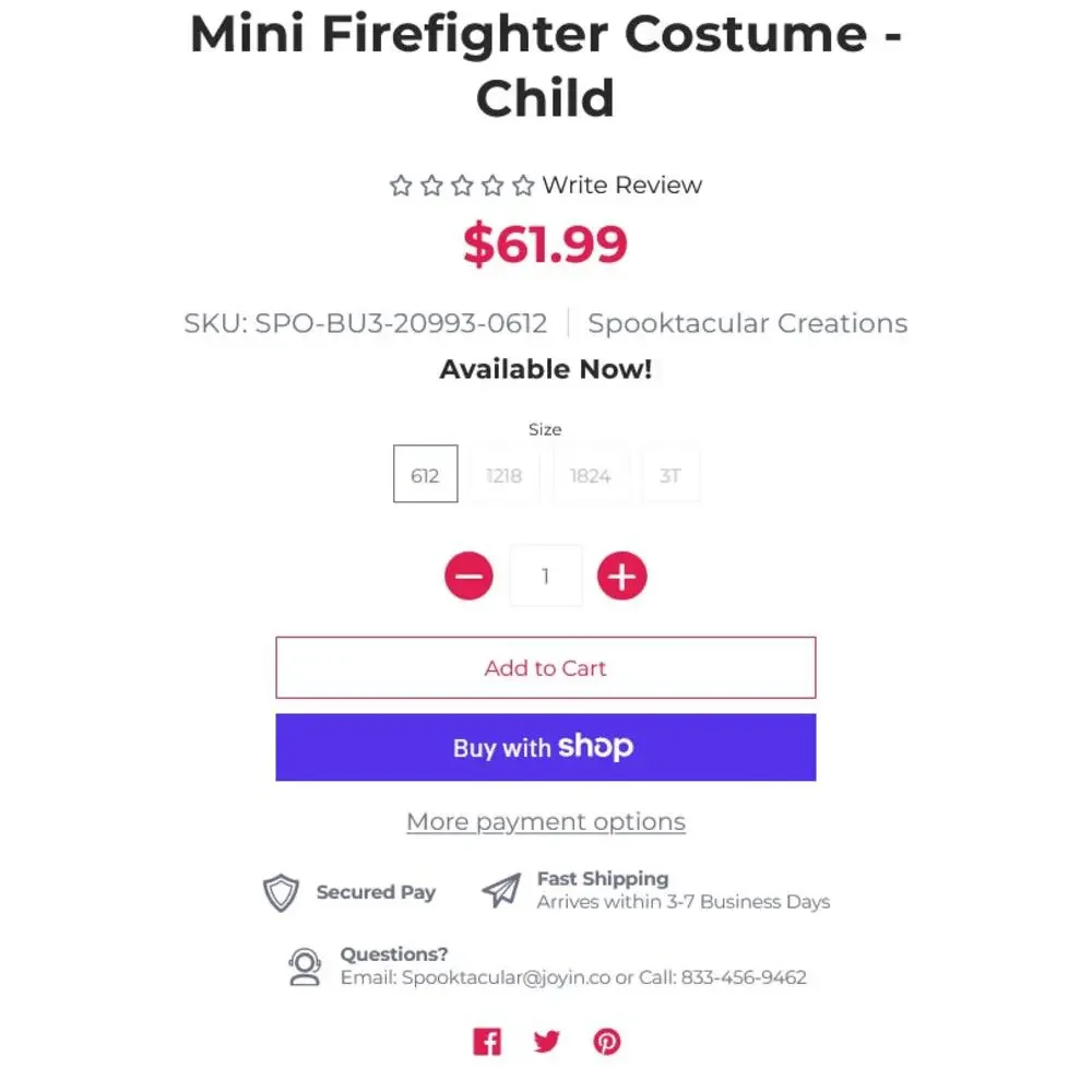 Spooktacular Baby Firefighter Costume 18-24 Mo